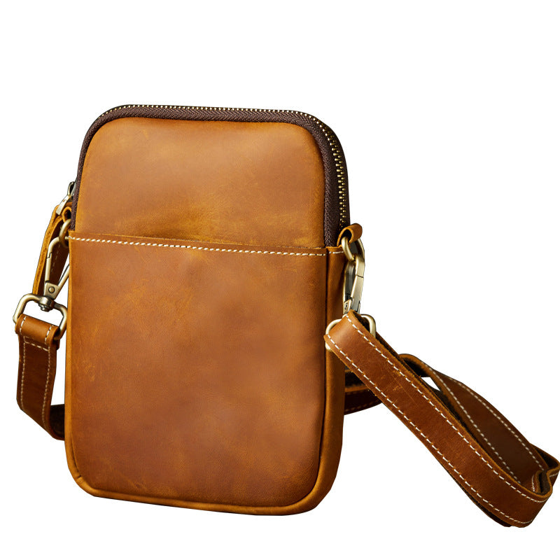 Men's Shoulder Bag Original Crazy Horse Cow Leather Retro Unique Men's Crossbody Bag 