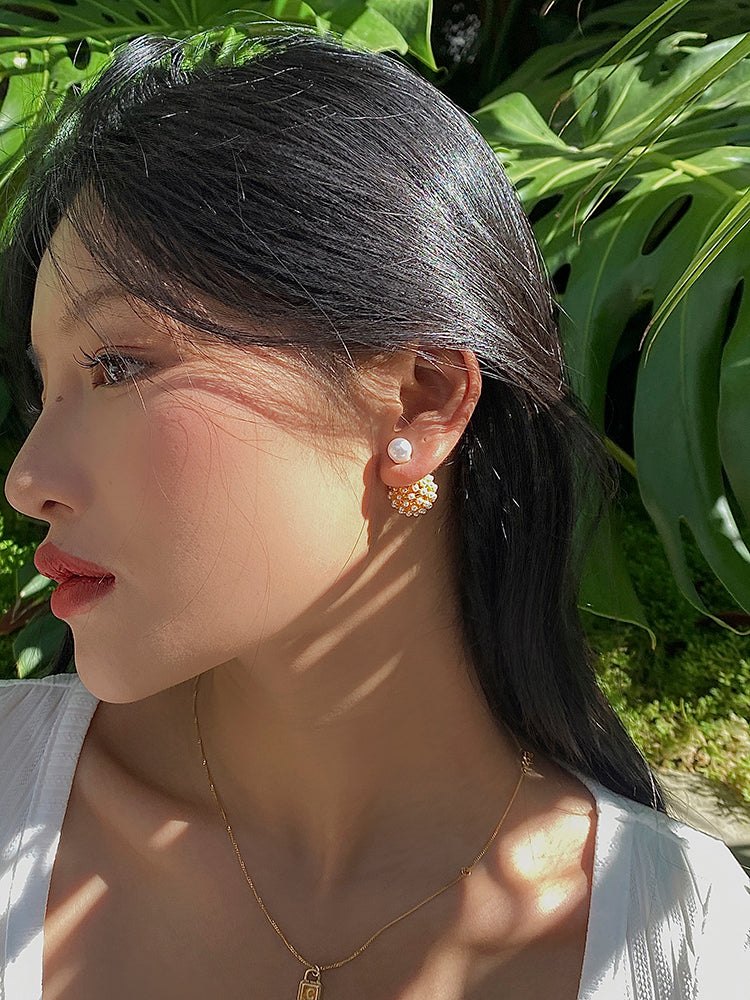 D double-sided small pearl earrings women luxury retro temperament earrings luxury earrings 