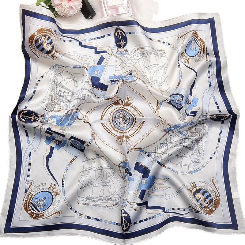 Silk scarf printed pattern small scarf women's elegant temperament neckerchief that goes with anything