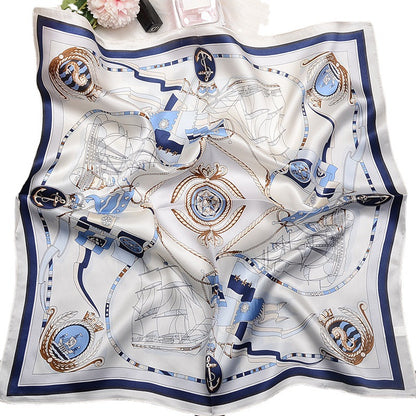 Silk scarf printed pattern small scarf women's elegant temperament neckerchief that goes with anything