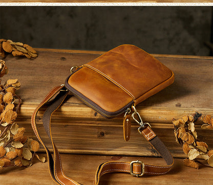 Men's Shoulder Bag Original Crazy Horse Cow Leather Retro Unique Men's Crossbody Bag 