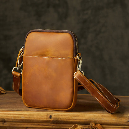 Men's Shoulder Bag Original Crazy Horse Cow Leather Retro Unique Men's Crossbody Bag 