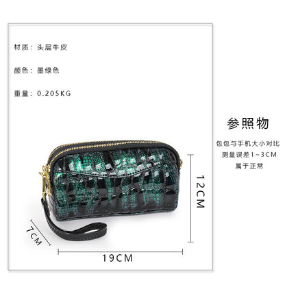 Ladies Handbag Genuine Leather Crocodile Pattern Clutch Bag Temperament Large Capacity Double Zipper Fashion Temperament Shoulder Bag.Pochette