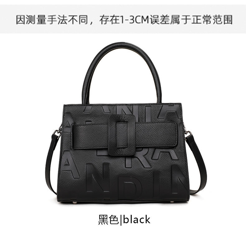 Temperament Genuine Leather Women's Bag Stylish Matrix Pattern Handbag Commuting Large Capacity Shoulder Bag Handbag that goes with anything.
