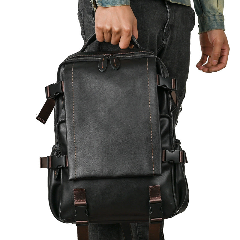 Men's backpack cowhide genuine leather business casual computer bag fashion large capacity travel bag for men 