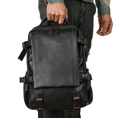 Men's backpack cowhide genuine leather business casual computer bag fashion large capacity travel bag for men 