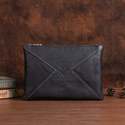 Men's Clutch Bag Genuine Cowhide Leather Casual Men's Handbag 