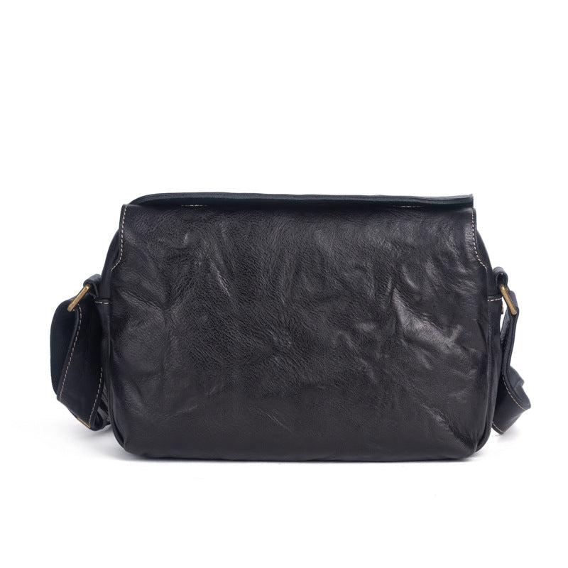 Men's Shoulder Bag Genuine Cowhide Leather Retro Men's Crossbody Bag 