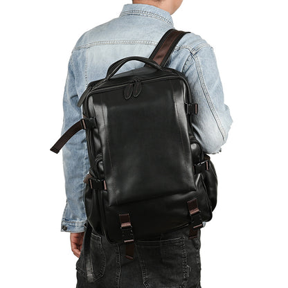 Men's backpack cowhide genuine leather retro casual business travel bag for men computer bag 