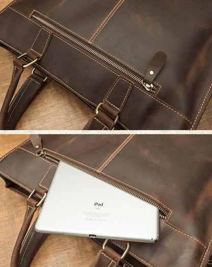 Men's Handbag Handbag Handmade Retro Cowhide Genuine Leather Shoulder Bag Crossbody Bag Crazy Horse Cambridge Briefcase 
