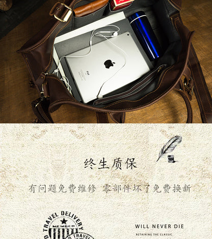 Men's travel bag Genuine cowhide leather large capacity handbag Men's crossbody shoulder bag Luggage bag 