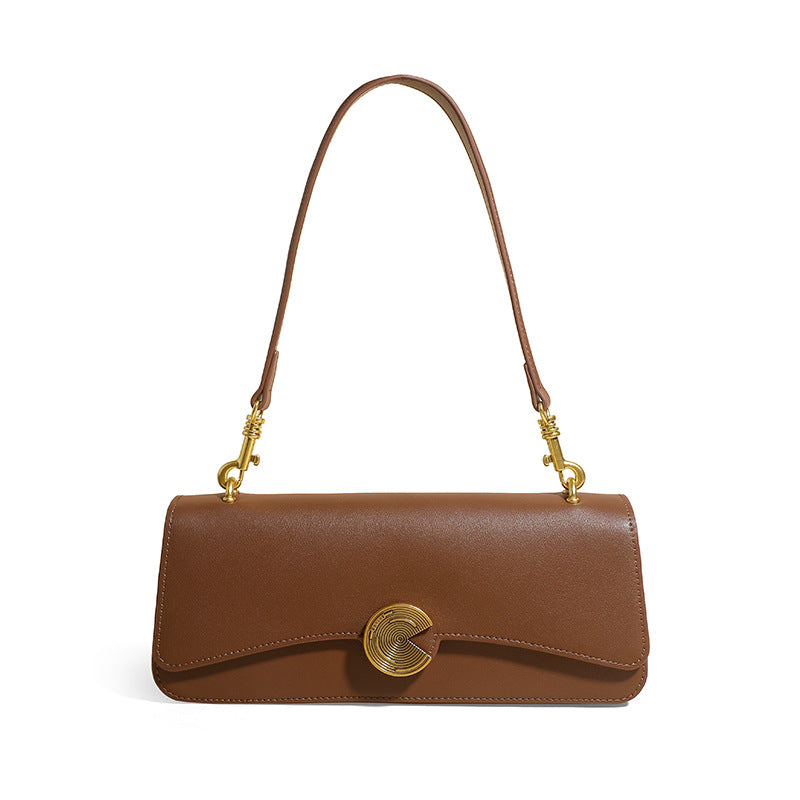Genuine Leather Women's Shoulder Bag Cowhide Armpit Bag Crossbody Bag Clutch Bag Commuting OL High Quality Shoulder Bag.Pochette