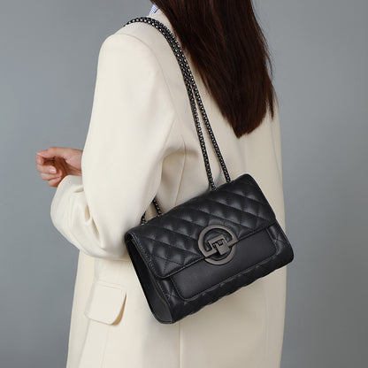 Genuine leather women's bag crossbody bag fashion net popular check chain bag shoulder bag. Pochette