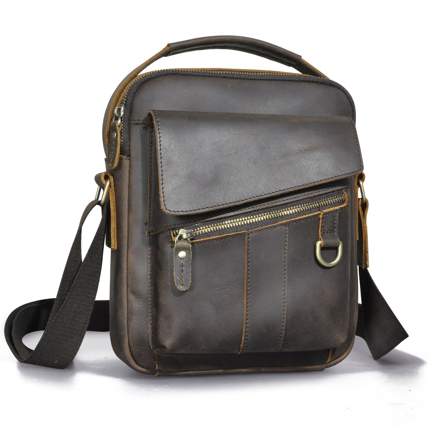 Men's Crossbody Bag Cowhide Genuine Leather Retro Travel Outdoor Men Shoulder Bag 