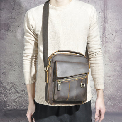 Men's Crossbody Bag Cowhide Genuine Leather Retro Travel Outdoor Men Shoulder Bag 