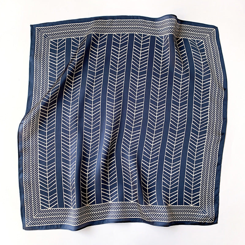 Silk scarf elegant temperament small scarf high quality geometric pattern decorative scarf ladies