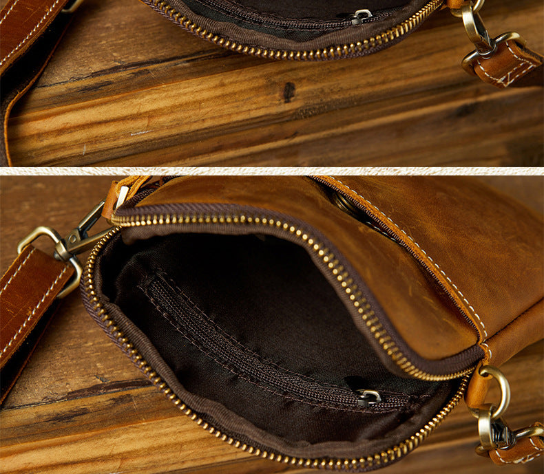 Men's Shoulder Bag Original Crazy Horse Cow Leather Retro Unique Men's Crossbody Bag 