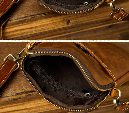 Men's Shoulder Bag Original Crazy Horse Cow Leather Retro Unique Men's Crossbody Bag 