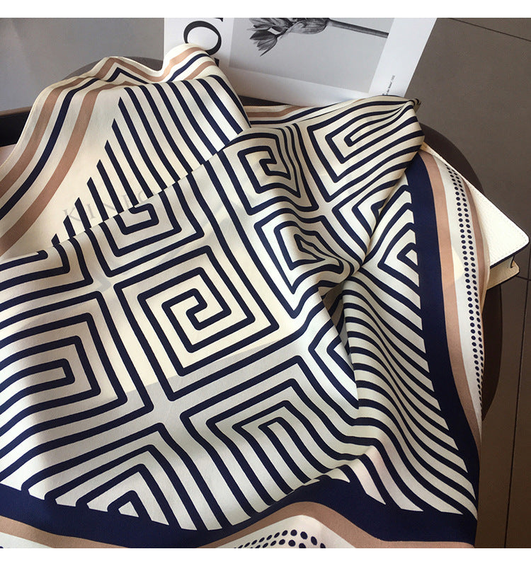 Silk Scarf Fashion Striped Print Pattern Scarf Neckerchief