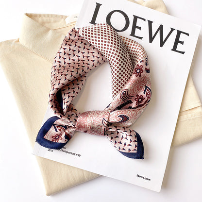 Silk Scarf Women Sheer Fashionable Printed Pattern Muffler Decorate Elegant Temperament Neckerchief