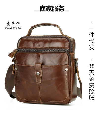 Men's Shoulder Bag Cowhide Casual Korean Fashion Crossbody Bag for Men 