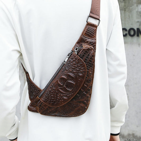 Men's Bust Bag Cowhide Casual Fashion Crossbody Bag Men's Shoulder Bag 