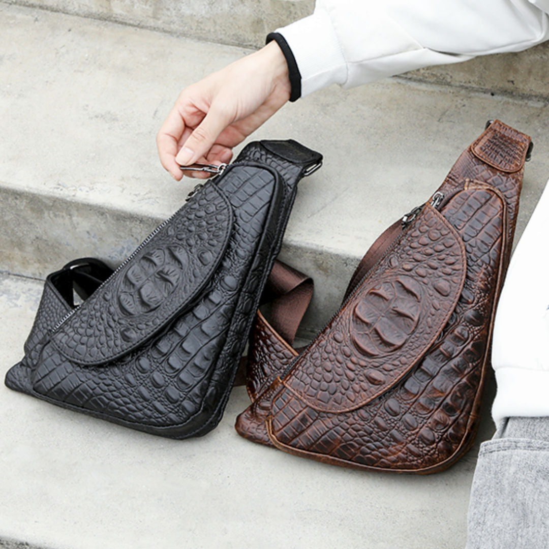 Men's Bust Bag Cowhide Casual Fashion Crossbody Bag Men's Shoulder Bag 