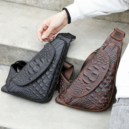 Men's Bust Bag Cowhide Casual Fashion Crossbody Bag Men's Shoulder Bag 