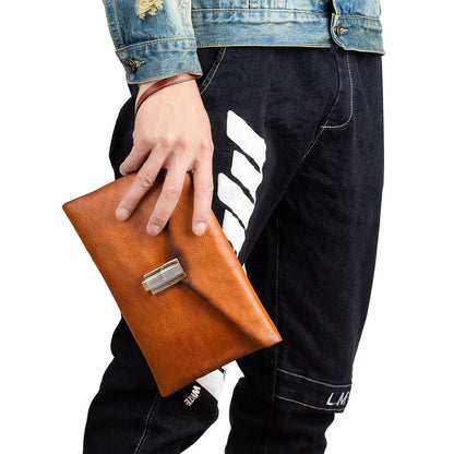 Men's Clutch Bag Cowhide Genuine Leather Retro Casual Men's Handbag 