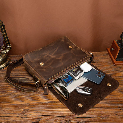 Men's shoulder bag Genuine cowhide leather retro crossbody bag for men 