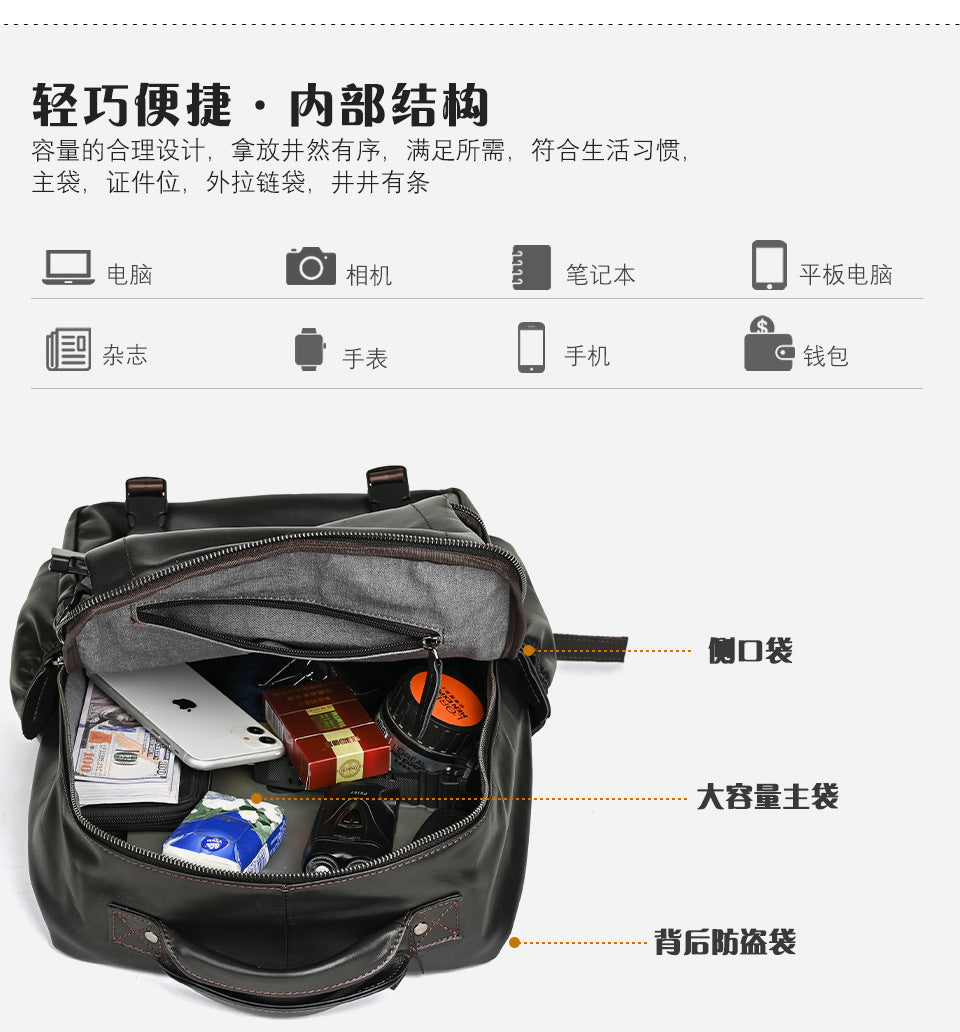 Men's backpack cowhide genuine leather retro casual business travel bag for men computer bag 