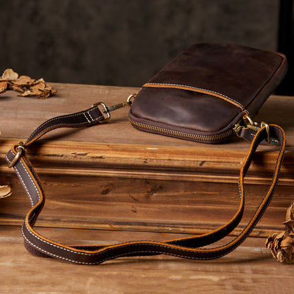 Men's Shoulder Bag Original Crazy Horse Cow Leather Retro Unique Men's Crossbody Bag 