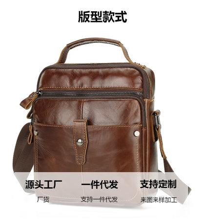 Men's Shoulder Bag Cowhide Casual Korean Fashion Crossbody Bag for Men 