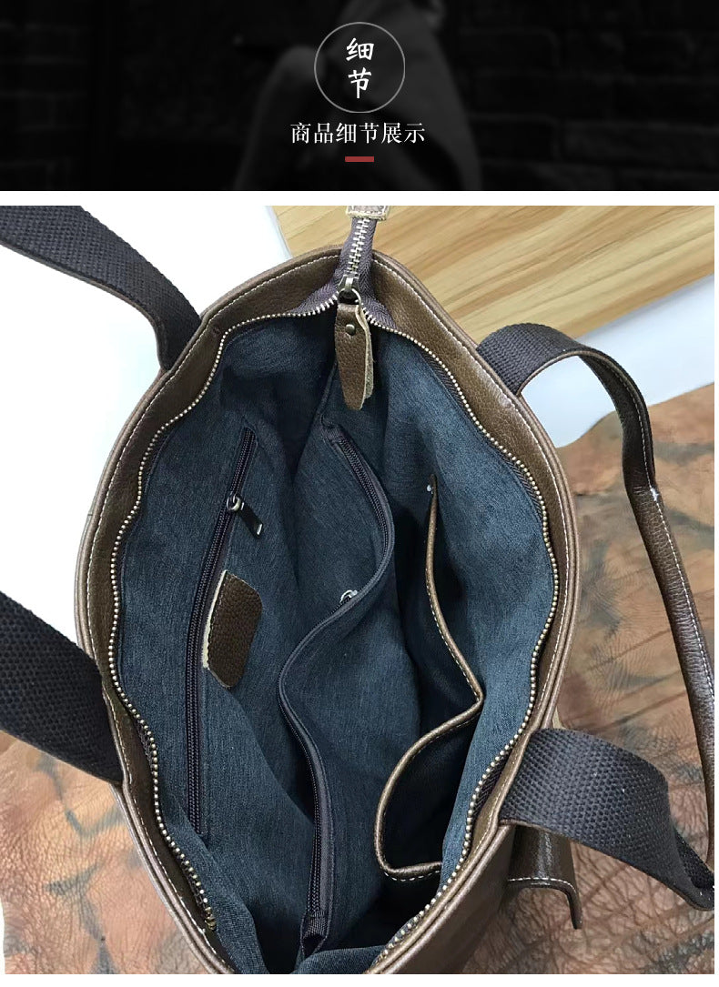 Men's Shoulder Bag Handbag Cowhide Genuine Leather Korean Fashion Casual Crossbody Bag for Men 
