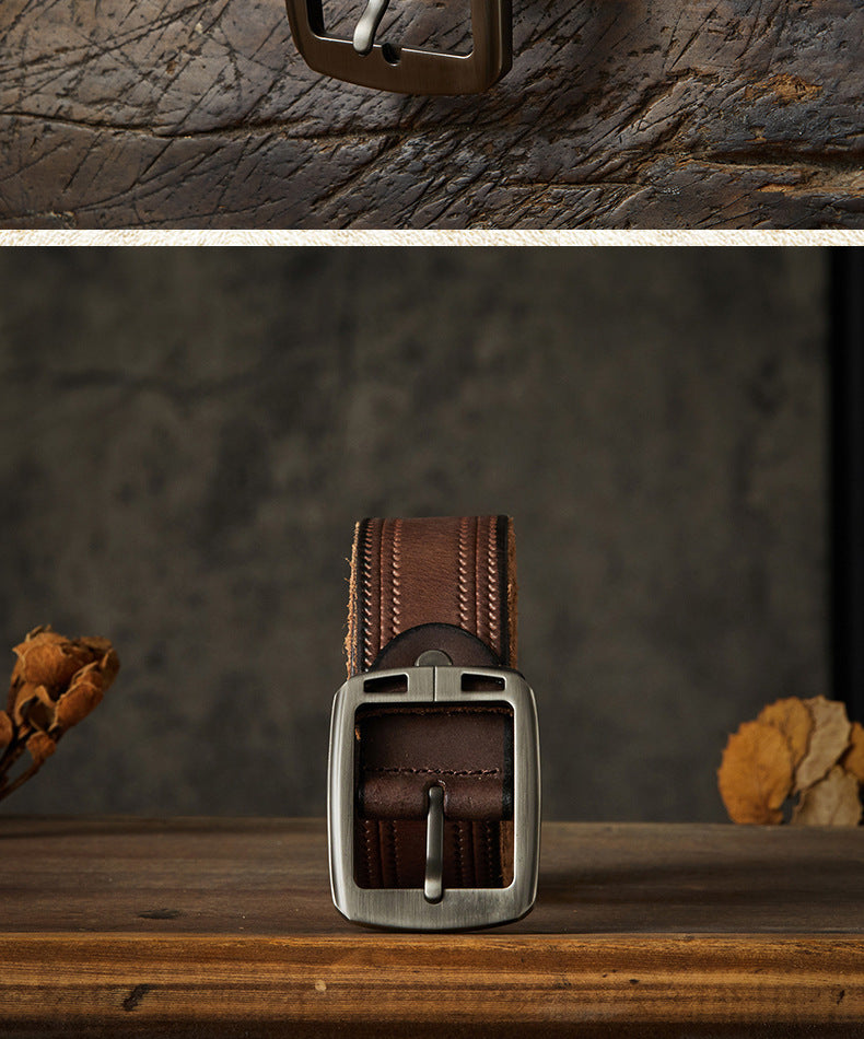 Men's Belt Handmade Fashion Casual Stainless Steel Needle Buckle Men's Belt 