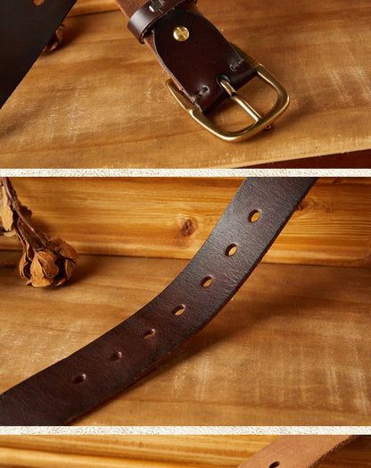 Men's Belt Handmade Genuine Cowhide Leather Needle Buckle Casual Vintage Unique Men's Belt 