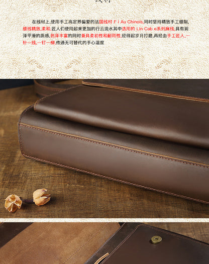 Men's Handbag Briefcase Handmade Cowhide Genuine Leather Retro Simple Messenger Bag Business Casual Men's Shoulder Bag Crossbody Bag 