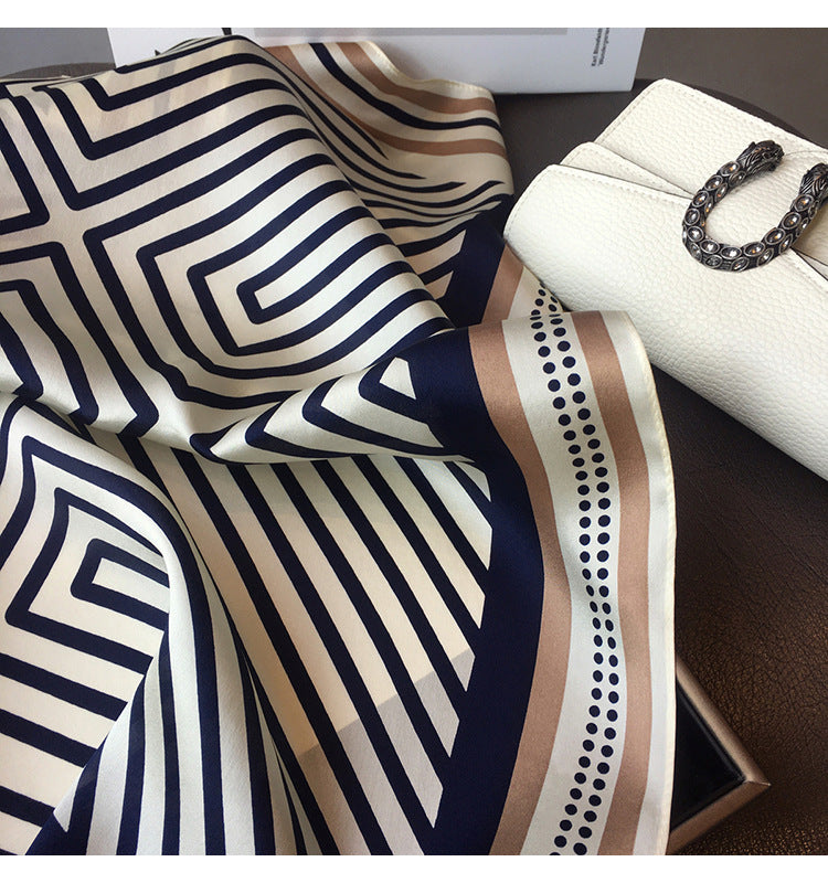Silk Scarf Fashion Striped Print Pattern Scarf Neckerchief