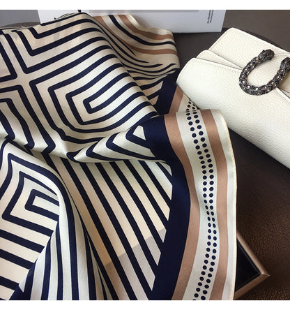 Silk Scarf Fashion Striped Print Pattern Scarf Neckerchief