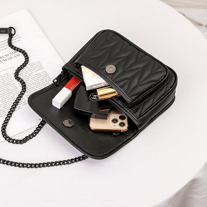 Genuine leather women's bag Chain bag that goes with anything Square bag Simple stylish shoulder bag. Pochette