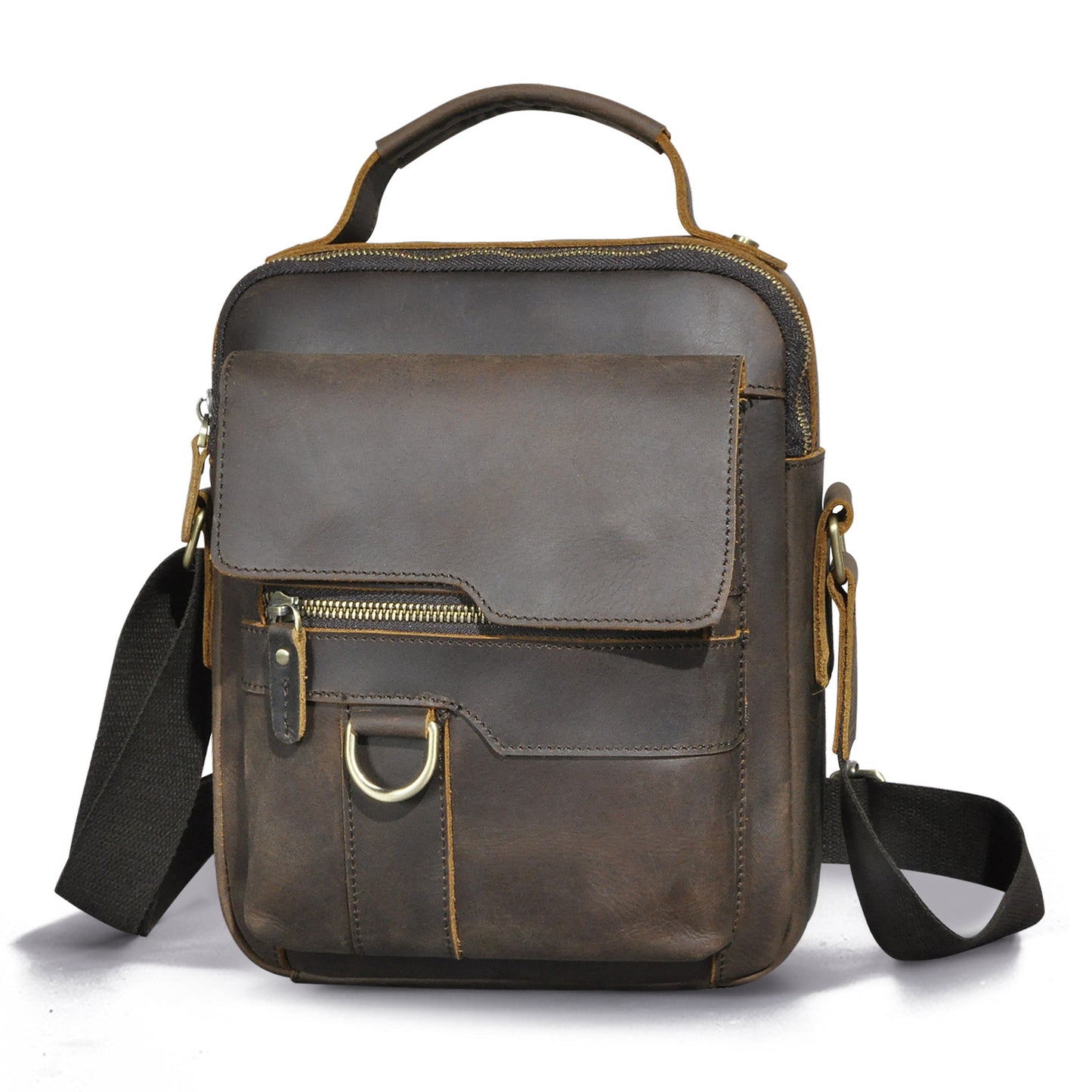 Men's Shoulder Bag Genuine Cowhide Leather Retro Outdoor Travel Crossbody Bag for Men 