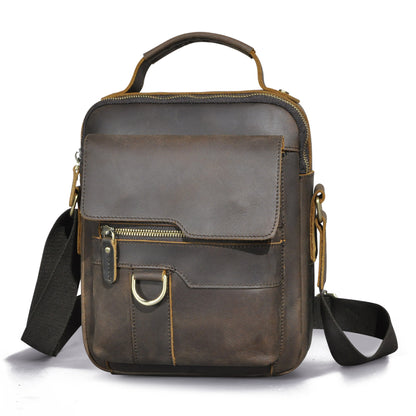 Men's Shoulder Bag Genuine Cowhide Leather Retro Outdoor Travel Crossbody Bag for Men 