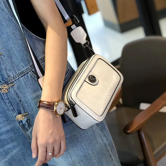 Women's Bag Genuine Leather Trend Fashion Square Bag Camera Bag Simple Shoulder Bag.Pochette