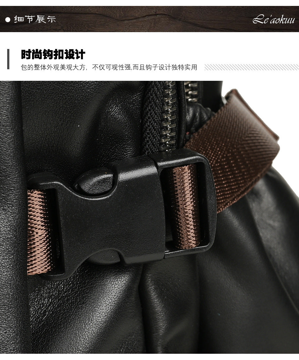 Men's backpack cowhide genuine leather retro casual business travel bag for men computer bag 