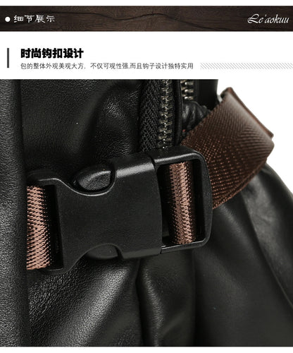 Men's backpack cowhide genuine leather retro casual business travel bag for men computer bag 