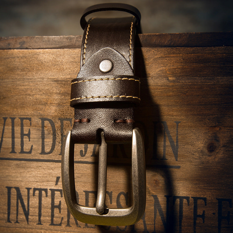 Men's Belt Handmade Genuine Cowhide Leather Large Size Fat 150cm Extra Long Casual Fashion Belt for Men 