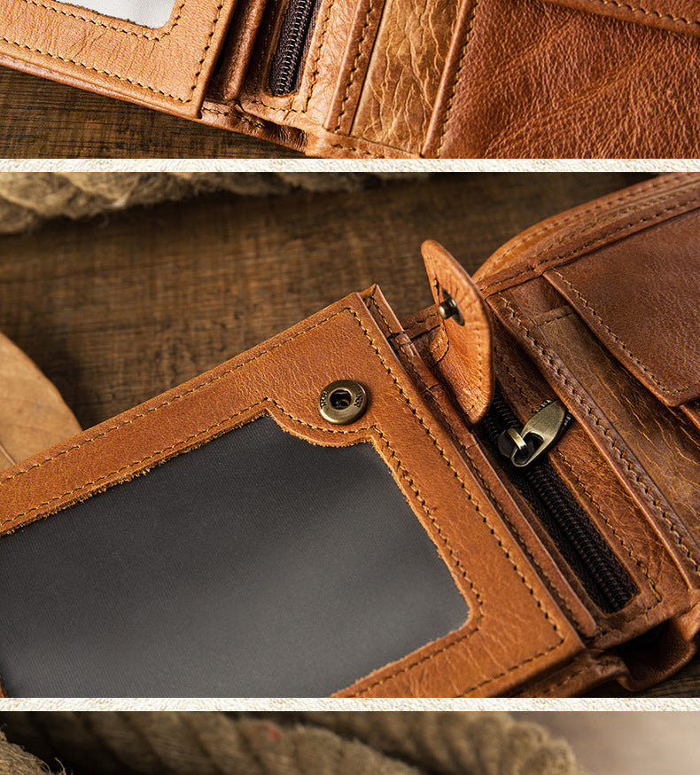 Men's Short Wallet Original Korean Fashion Bifold Soft Leather Multifunctional Driving License Men's Wallet 