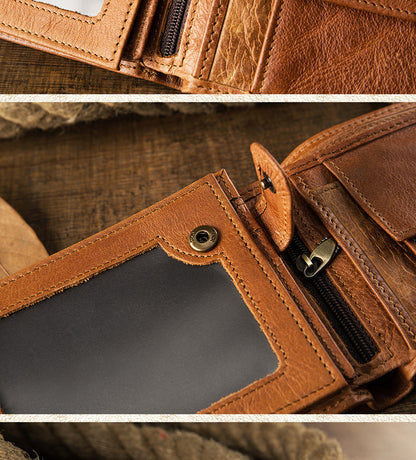 Men's Short Wallet Original Korean Fashion Bifold Soft Leather Multifunctional Driving License Men's Wallet 