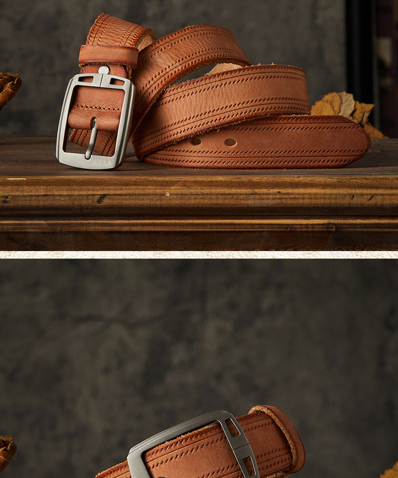 Men's Belt Handmade Fashion Casual Stainless Steel Needle Buckle Men's Belt 