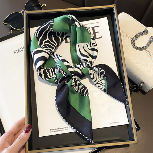 Silk scarf print pattern women's temperament commuting scarf neckerchief that goes with anything High quality